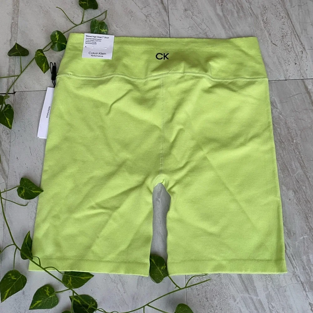 Calvin Klein performance High Waist Athletic Biker Shorts Brat Green Seamless